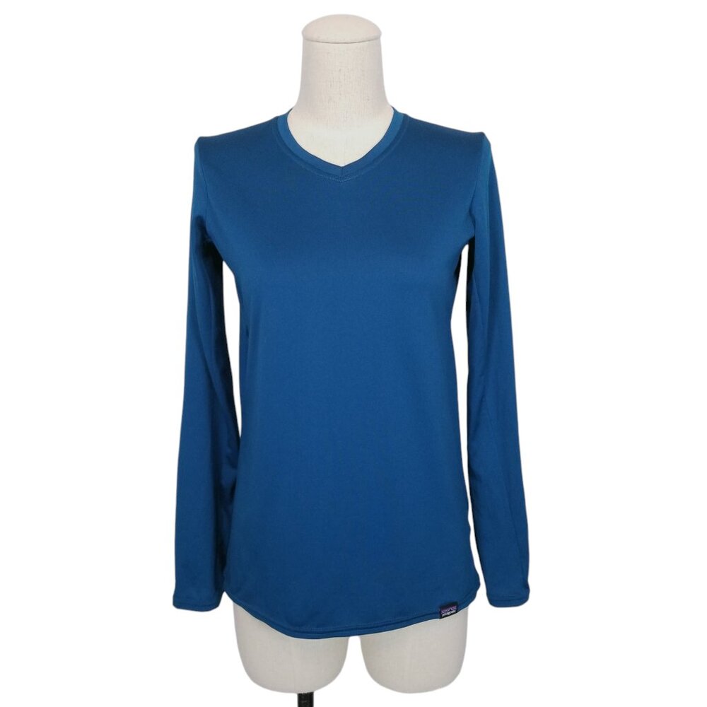 Patagonia Daily Capilene Long Sleeve Shirt Baselayer Blue Sz Extra Small